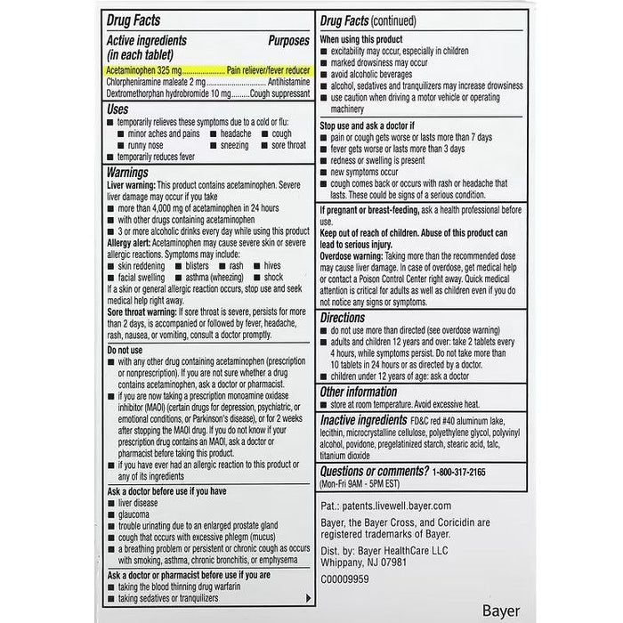 Coricidin High BP Maximum Strength Flu Tablets 24Ct