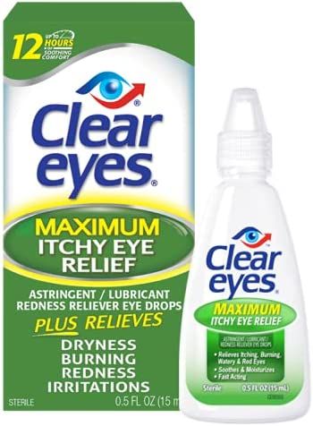 Clear Eyes Max Alivio para la picazón en los ojos, 0.5 oz