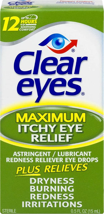 Clear Eyes Max Alivio para la picazón en los ojos, 0.5 oz