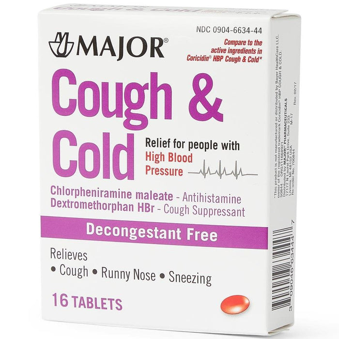 Major Decongestant Free Cough & Cold Relief 16Ct