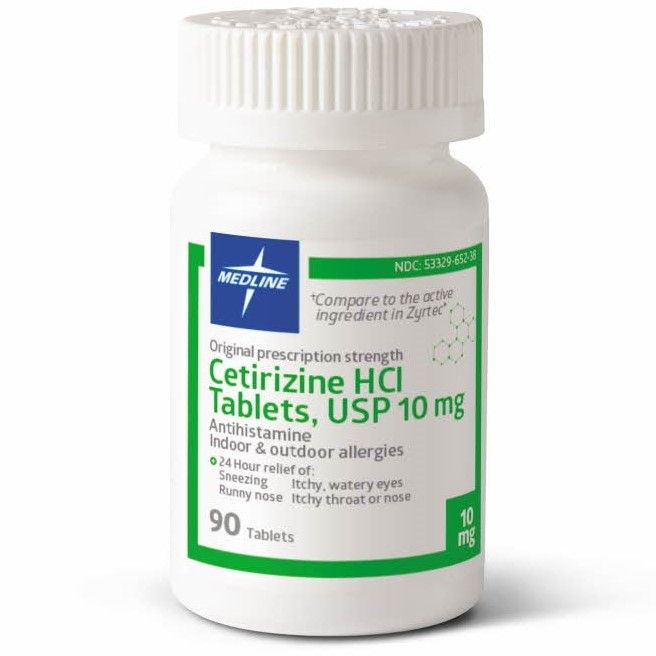 Medline Cetirizine Antihistamínico Alergia Tabletas 10mg 90Ct