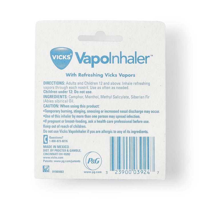 Vicks VapoInhaler Inhalador nasal no medicinal, aroma a mentol