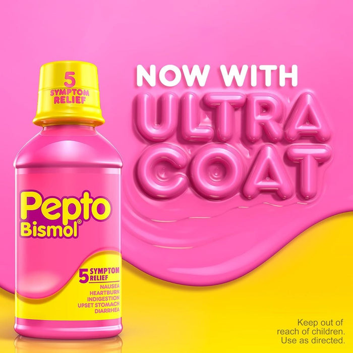 Pepto Bismol Ultra 5 Líquido para aliviar los síntomas, sabor original, 12 oz, 1 unidad 