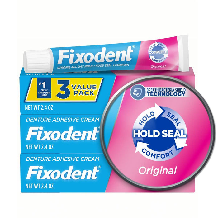 Fixodent Complete Original Denture Adhesive Cream, 2.4 oz. 3Ct