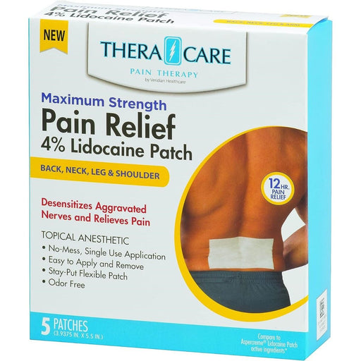 Thera Care Max Strength Alivio del dolor 4% Parche de lidocaína 5 unidades 