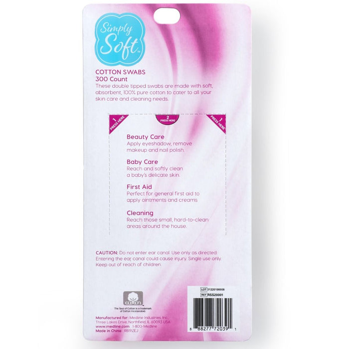 Simply Soft Cotton Swabs 300Ct