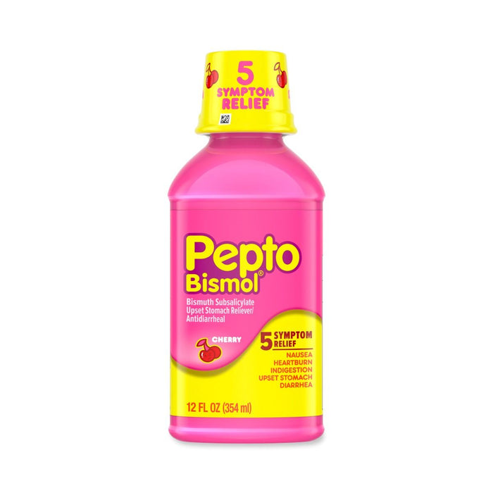 Pepto Bismol 5 Alivio de Síntomas Líquido Sabor Cereza 12oz 1Ct 