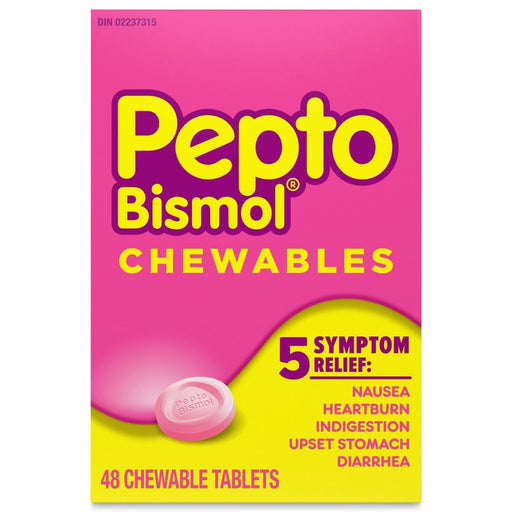 Pepto Bismol 5 alivio de síntomas sabor original masticables 48 unidades 