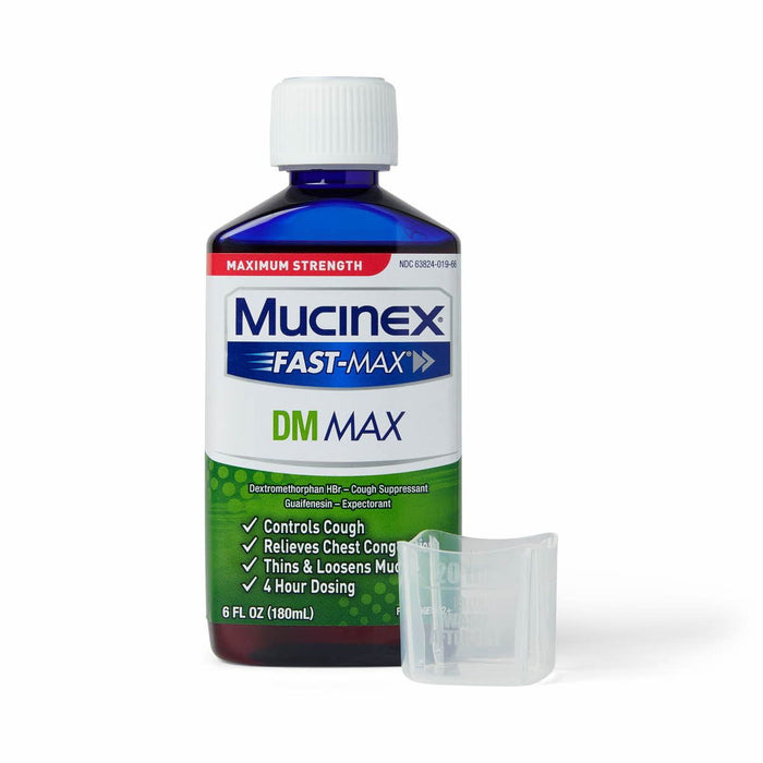 Mucinex Fast-Max DM Jarabe para aliviar el resfriado y la tos 6oz 1Ct 