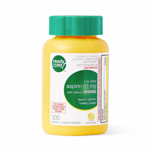 Tableta de aspirina con recubrimiento entérico de dosis baja 81 mg 300 ct 