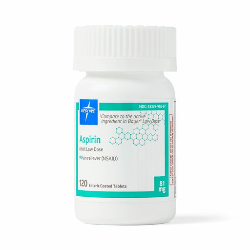 Medline Tableta de aspirina entérica de dosis baja para adultos, 81 mg, 120 unidades 