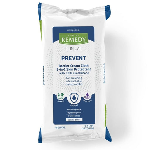 Medline Remedy Clinical Barrier Cream Cloth 8x12 Scented 48Ct