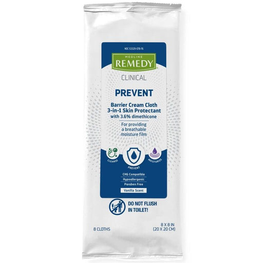 Medline Remedy Clinical Barrier Cream Cloth 8x8 Scented 8Ct