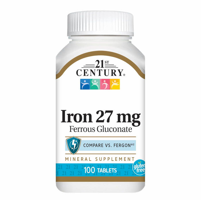 21st Century Iron Ferrous Gluconate Tablet 27mg 100Ct