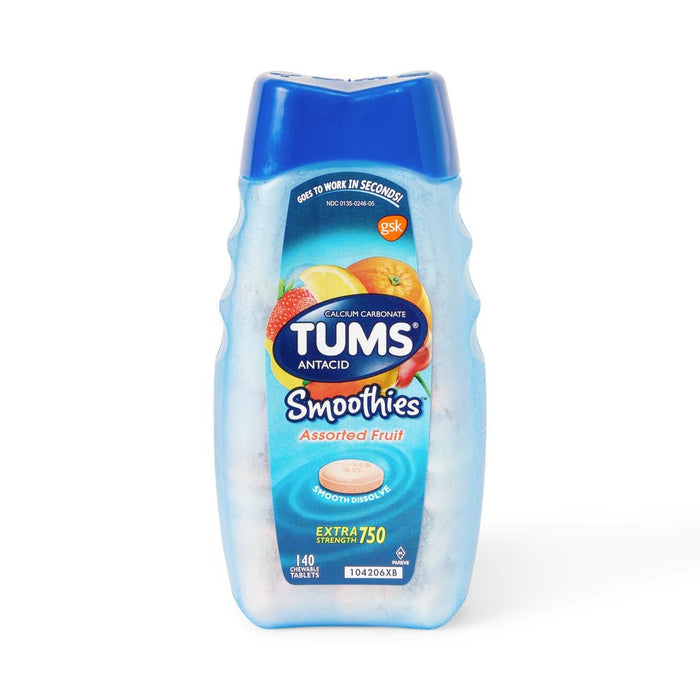 Tums Smoothies Extra Fuerte Antiácido Asst Fruta 140Ct